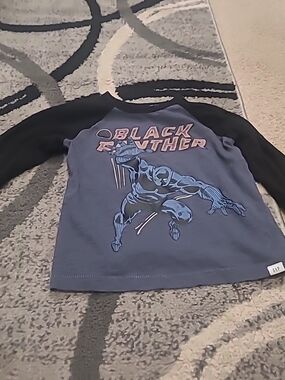 GAP Kids Blue Body Black Sleeve Black Panther Raglan Tee